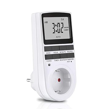 Digitale Zeitschaltuhr, Digitale Elektrische Zeitschaltuhr Steckdose mit LCD-Display und 10 konfigurierbare Programme, 3680W 
