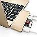 Satechi Aluminum Type-C USB 3.0 3-in-1 Combo Hub with USB-C Pass-Through for 2015/2016/2017 MacBook 12-Inch (Gold)