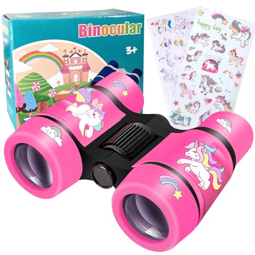 Binoculars for Kids with Unicorn Stickers Girls Gifts for Age 3, 4, 5, 6, 7, 8, 9 + Years Old Boys Girls, Kids Binoculars Outdoor Toys for Sports and Outside Play, Bird Watching