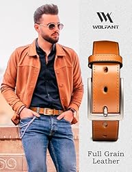 WOLFANT Men's 35mm Dress Casual Belt,100% Italian