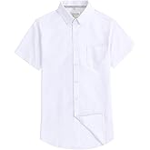 Men's Oxford Dress Shirt Short Sleeve Button Down Shirts Business Casual with Chest Pocket for Gifts