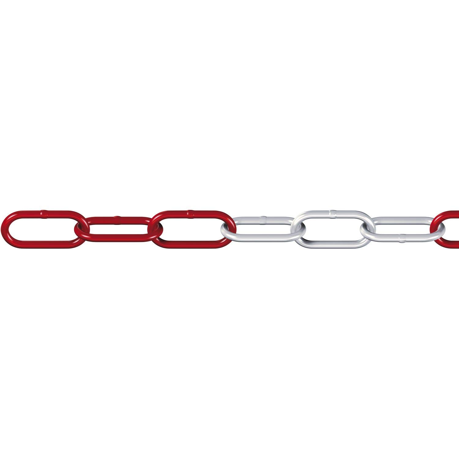 Dörner + Helmer Round Steel Chain, 6 mm Thickness, 15 m Length, Galvanised Steel, Long Linked, 160 kg Load Capacity, Red/White