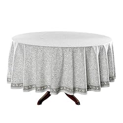 Ridhi Taupe Jal 100% Cotton Round 90 Tablecloth