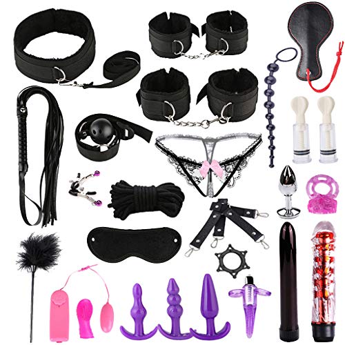 BUBUCAST 26 Pcs Bed Bundled Set Kit Nylon Leather Couples Flirt SM Game Couple Toys