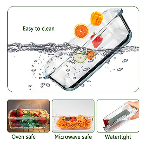 [5-Packs, 30 Oz] Glass Meal Prep Containers with Lifetime Lasting Snap Locking Lids Glass Food Containers,Airtight Lunch Container,Microwave, Oven, Freezer and Dishwasher Safe - Thumbnail 5