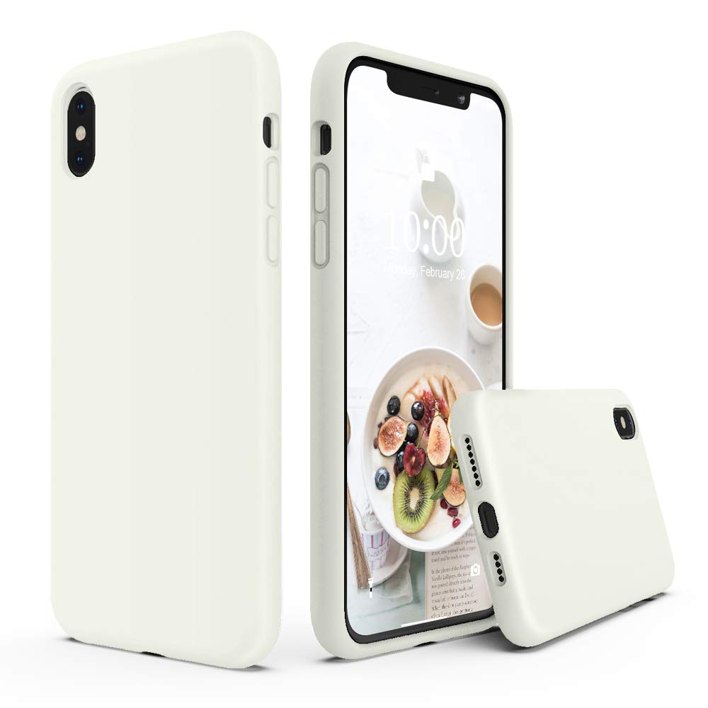 SURPHY Silicone Case Compatible with iPhone Xs Max Case 6.5 inches, Soft Liquid Silicone Shockproof Phone Case (with Microfiber Lining) Compatible with Xs Max (2018) 6.5 inches (Beige)