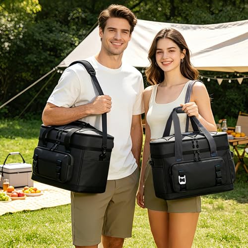 Youngoa Nevera Portatil, 40L Grande Doble Nevera Playa Plegable, Bolsa Térmica Isotermica Portátil e Impermeables para Picnic
