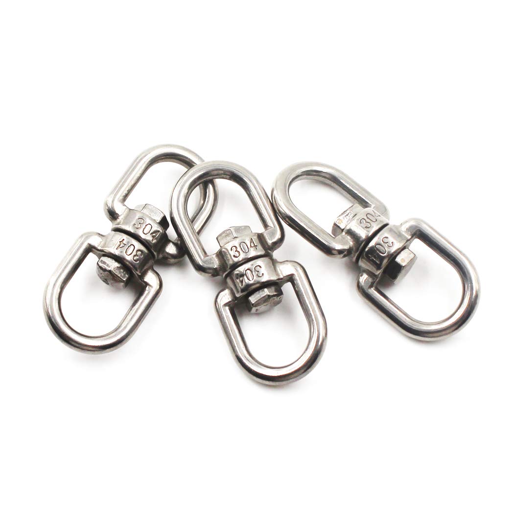 304 Stainless Steel Eye To Eye Swivel Ring,M8 5/16" Key Ring Keychain Connectors For Anchor Chain (3PCS)