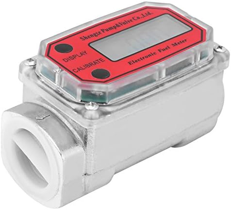 Mini Digital Turbine Flowmeter Diesel Kerosene Gasoline Flow Meter Rotameter 15-120L 1" NPT (Red LLW-25)