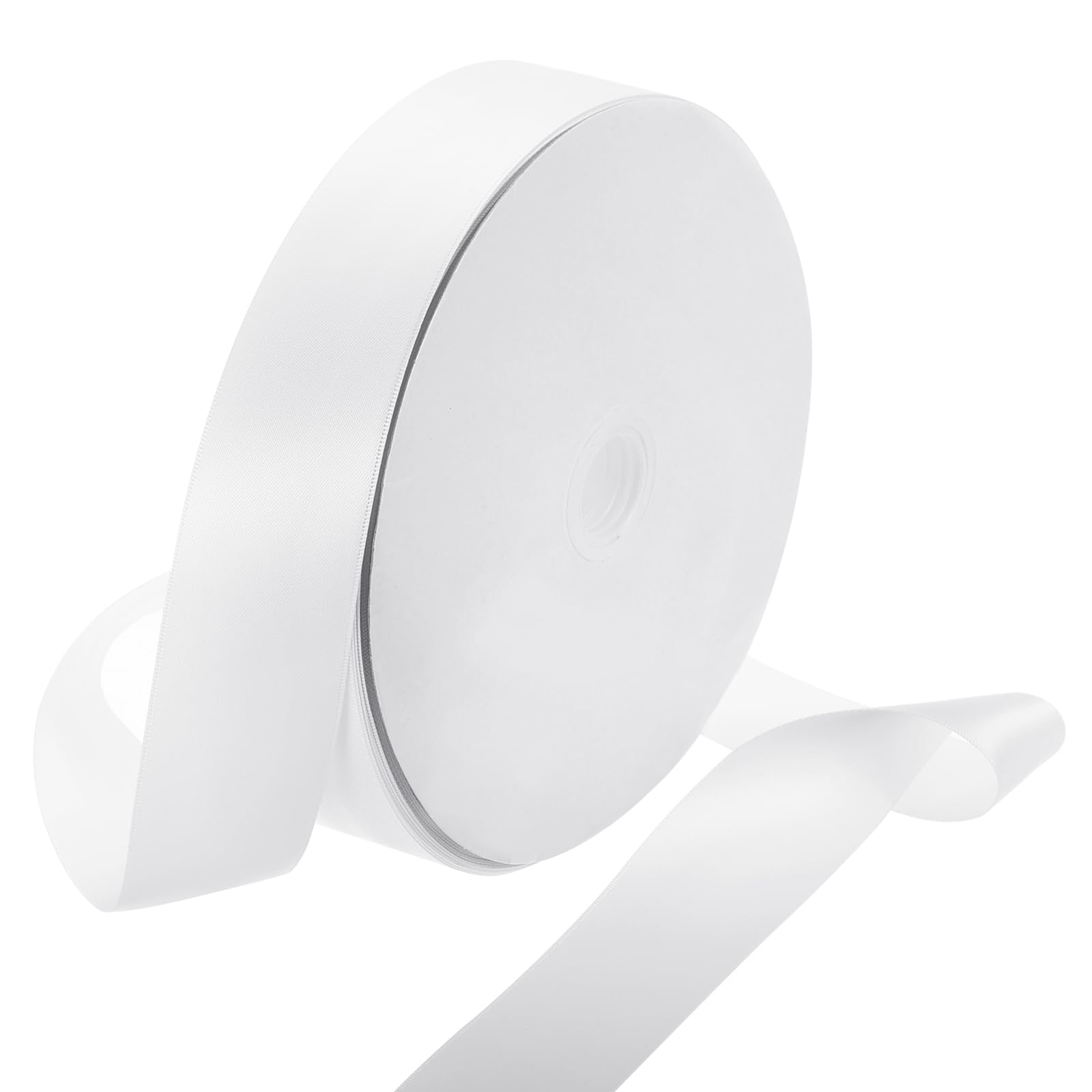Rebower 38mm Satin Ribbon 91m Thick Double Face Grosgrain Silk Ribbon, [for Gift Wrapping, Hair Bows, Wedding, Cake, Flower] - 100 Yard/300ft/ White