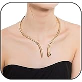 Luolinice Snake Choker Necklace - Adjustable Goth Punk Flexible Chain Halloween Jewelry for Women