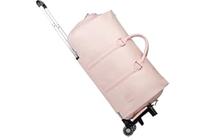 SEYFOCNIA Rolling Garment Bag,Rolling Duffle Bag with Wheels Rolling Garment Bags for Travel with Shoe Pouch Carry On Bag Weekender Bags Garment Duffel Bag for Women-Pink