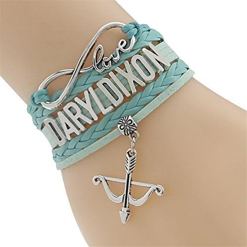 Infinity Love The Walking Dead Daryl Dixon Bracelet- Custom Black Leather Wrap Arrow Bow Charm Friendship Gift (3)