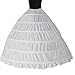 Petticoat, Women 6 Hoops Skirt Crinoline Petticoats Slips Floor Length for Bridal Gown White