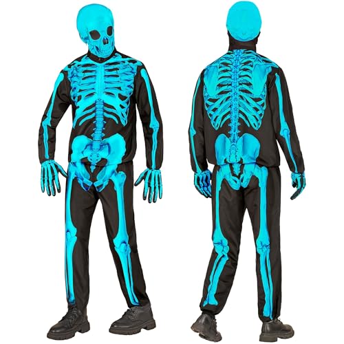 W WIDMANN MILANO Party Fashion 15887 Skelett Fast Costume Set, Neon Blue, 140 (EU)