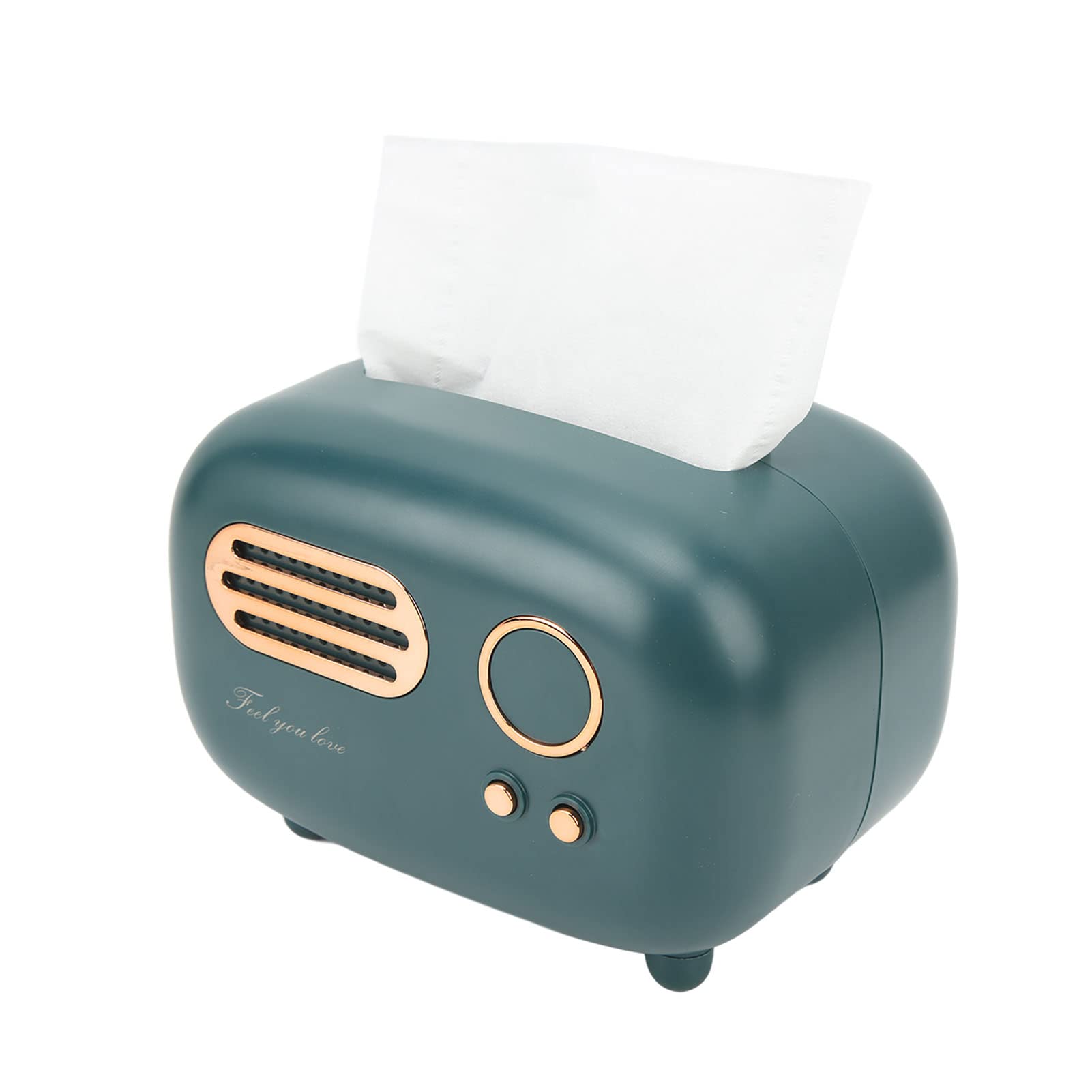 HEEPDD Retro Green Radio Tissue Box, Nordic Style Tissue Storage Box Holder for Home, Living Room or Coffee Table Decoration, Wide Mouth Design for Easy Tissue Access and Modern Home De