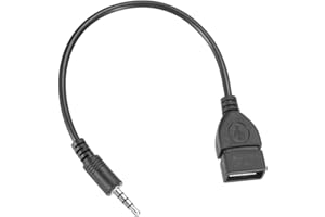 MECCANIXITY Aux to USB Cable, 3.5mm Male Audio Aux Jack Plug to USB 2.0 Female Converter Cords for Car AUX Port, Black
