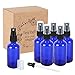 Fiery Youth Cobalt Blue Glass Spray Bottles, 6 Bottle Set, 2 oz (50ml), for Various Dilutions of Liquid, with Plastic Black Fine Mist Sprayers, Dust Caps and Glass Dropper