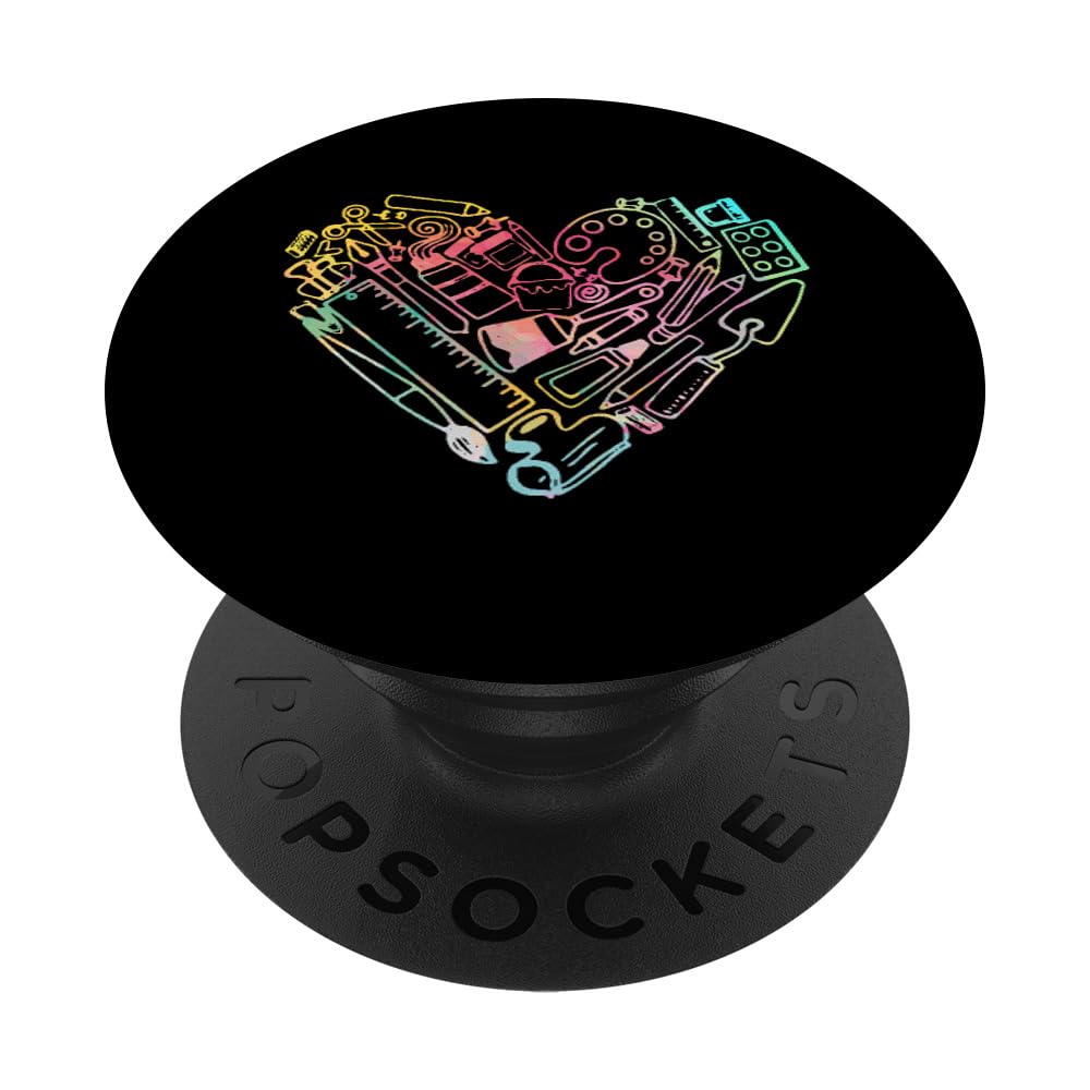 Heart Shape Love Watercolor Art Teacher Artists Painter PopSockets Adhesive PopGrip