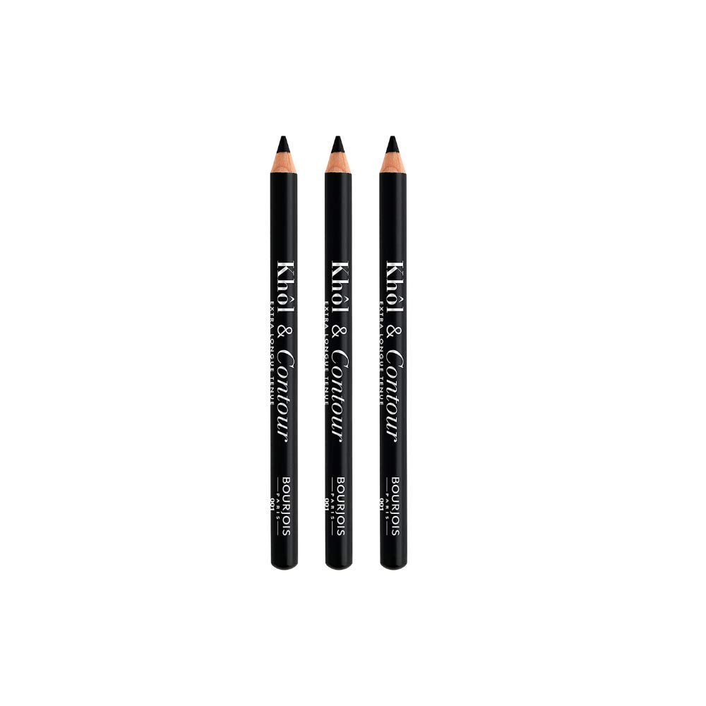 3 x Bourjois Paris Khol and Contour Eyeliner Extra-Long Wear - 001 Noir-issime