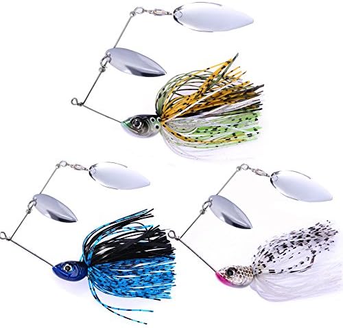 SUNMILE Fishing Buzzbait Spinnerbait Lures Double Willow Blade Spinner Baits for Bass Pike Metal Fishing Lure