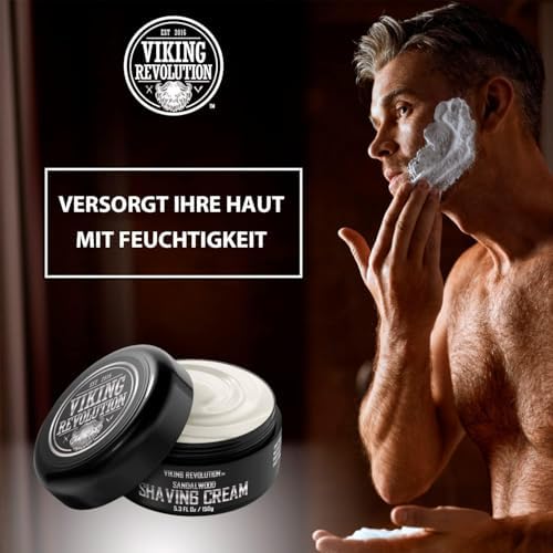 - Luxus-Rasiercreme Männer - Sandelholzduft - Weiche, Glatte & Seidige Shaving Cream Men - Reichhaltiger Schaum für die Sanfteste Rasur - 150 g