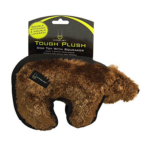 Hyper Pet Tough Plush Brown Bear Durable Dog Toy with Squeaker