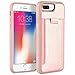 iPhone 8 Plus Wallet Case, ZVEdeng iPhone 8 Plus Card Holder Case with Elastic Strap, Multifunctional iPhone 8 Plus Case with Credit Card Holder, iPhone 7 Plus Shockproof Cover - Rose Gold