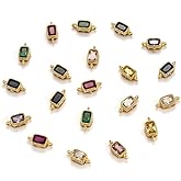 KitBeads 10pcs Real Gold Plated Connector Charms Colorful Double Loop Cubic Zirconia Links Charm for Jewelry Making Craft Bracelets Necklace Bulk