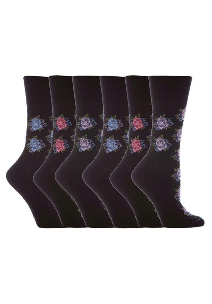 Gentle Grip - 6 Pairs of Cotton Rich Everyday Ladies Non Elastic Socks | Soft Top (4-8 UK, GG32)