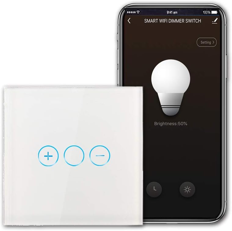 CNBINGO WiFi Touch Light Switch, Smart Dimmer Switch for LED Lights, Work with Alexa/Google Home
