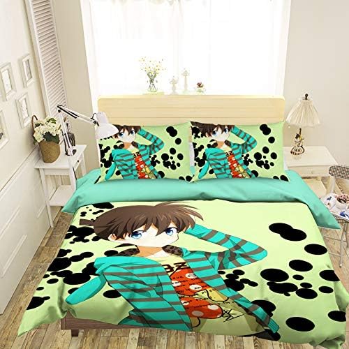 3D Detective Conan Yellow 012 Japan Anime Game Summer Bedding Pillowcases Quilt Duvet Cover Set Single Queen King | 3D Photo Bedding, AJ US Angelia (Crib)
