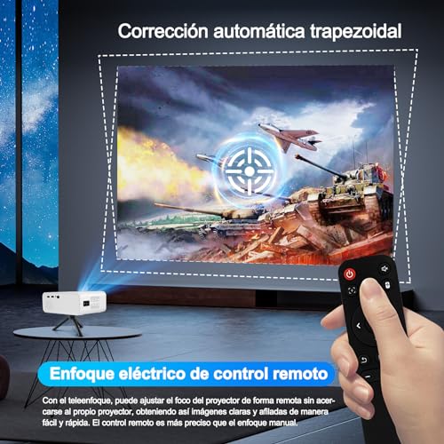 Proyector Portátil Actualizado, Proyectores WiFi Incorporado Sistema 11.0 Mini Proyector Soporte 4K, Bluetooth 5.2 Proyectores con Trípode 2.4G/5G, WiFi 6, Compatible iOS y Android Móvil /PC/PS4/PS5