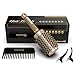 Round Hair Brush and Detangling Comb - Ionic Tech Boar Bristles Round Brush for Blow Drying Wide Tooth Comb for Wet or Dry Hair with Hair Clips Included