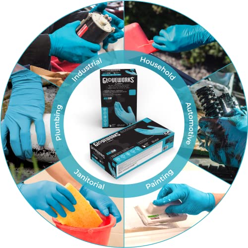 GLOVEWORKS Blue Disposable Nitrile Industrial Gloves, 5 Mil, Latex