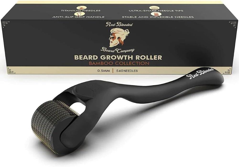 Red-Blooded Beard Roller 0.5mm Titanium Microneedle for Beard Growth & Hair