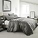 3-piece Luxury 100% Egyptian Cotton Solid Color Duvet Cover Set,Smooth & Ultra Soft(King, Silver Gray)