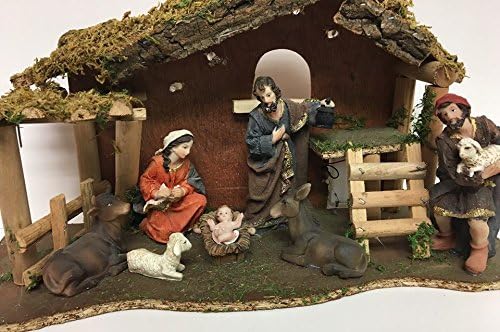 Christmas Nativity Set Scene Figurines Baby Jesus Mary Joseph Shepard Manger 8Pc