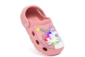 Casazoe Toddler Kids Boys Girls LED Garden Clogs EVA Summer Outdoor Light Up Slip On Shoes Cute Dinosaur Unicorn Water Sandals Lightweight Slipper Slides Beach Pool Play Shoes