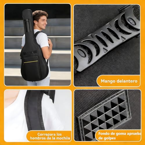 Bolsa de Guitarra de 39-41 pulgadas,Funda Guitarra Acustica de Espesar,Bolsa de Guitarra Impermeable con Doble Correa de Ajustable,Funda guitarra eléctrica,para Guitarra Clásica, Ukulele