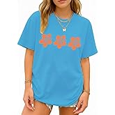 Oversized Graphic Floral T Shirts for Teens Girls Cottage Core Loose Tees Preppy Clothes Casual Aesthetic Vintage Tops