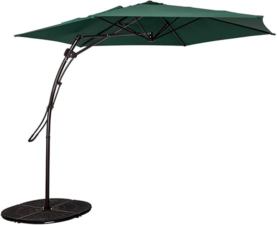 Sundale Outdoor 10 Feet Offset Patio Umbrella With Hand Push 6 Steel Ribs Dark Green Amazon Co Uk Garden Outdoors