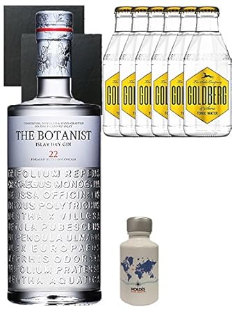 Gin-Set The Botanist Islay Dry Gin 0,7 Liter + Nordes Atlantic Gin 0,05 Liter Miniatur + 6 Goldberg Tonic Water 0,2 Liter + 2