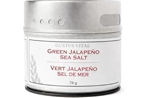 Gustus Vitae Green Jalapeño Sea Salt – Spicy Flavour Boost for Tacos, Popcorn & Margaritas (74g) Magnetic Fridge-Back Tin