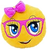 New Emojis New Smiley Emoticon Cushion Pillow Stuffed Plush Toy Doll Poop Emoji Face Bed Pillow Home Living Room Decoration Pillows USA SELLER (13X13X2 Inch, Cute Girl)