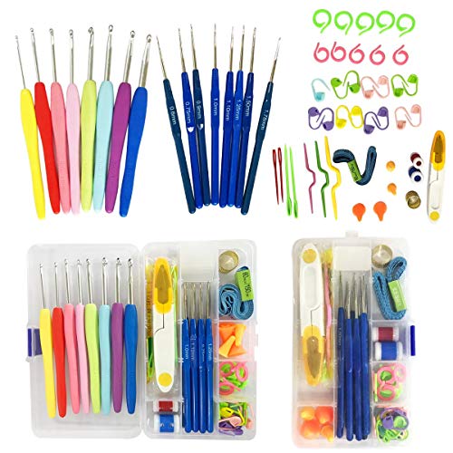 image for SoarOwl 57 Pack Crochet Hooks Set Knitting Needles Kit Ergonomic Soft 