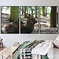 3 Piece Framed Canvas Wall Art Spiritual Animals Deer Canvas Prints Home Artwork Decoration for Living Room,Bedroom - 16