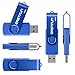 EASTFUN 3 Pcs 16GB USB 2.0 Flash Drive Fold Storage Memory Stick Thumb Drive Swivel Design, Mix Colors (Black Blue Green)