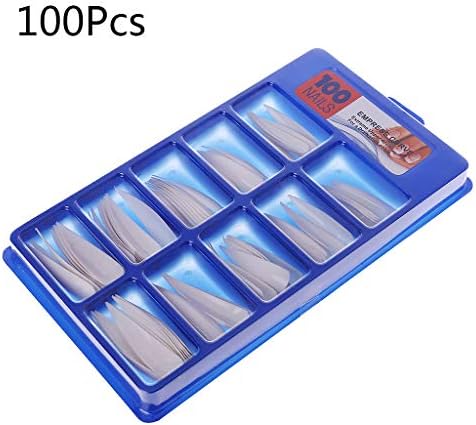 vlook001 100pcs False Nail Tips Sharp Transparent Long Full Cover Nail Tips Kit Nail Art Accessories