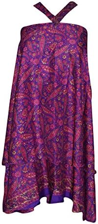 Women's Vintage Wrap Skirt Pink Paisley Print Two Layer Reversible Cover up